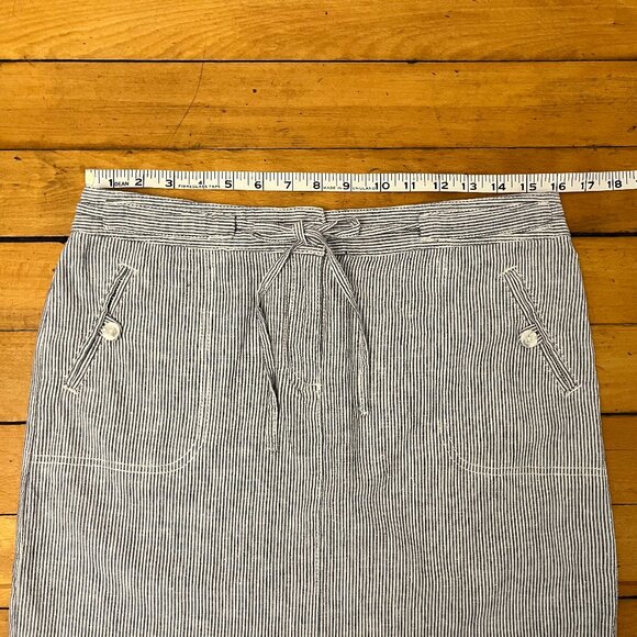 Dalia Blue & White Striped Linen Blend Mini Skirt, Size 6 - Picture 12 of 12